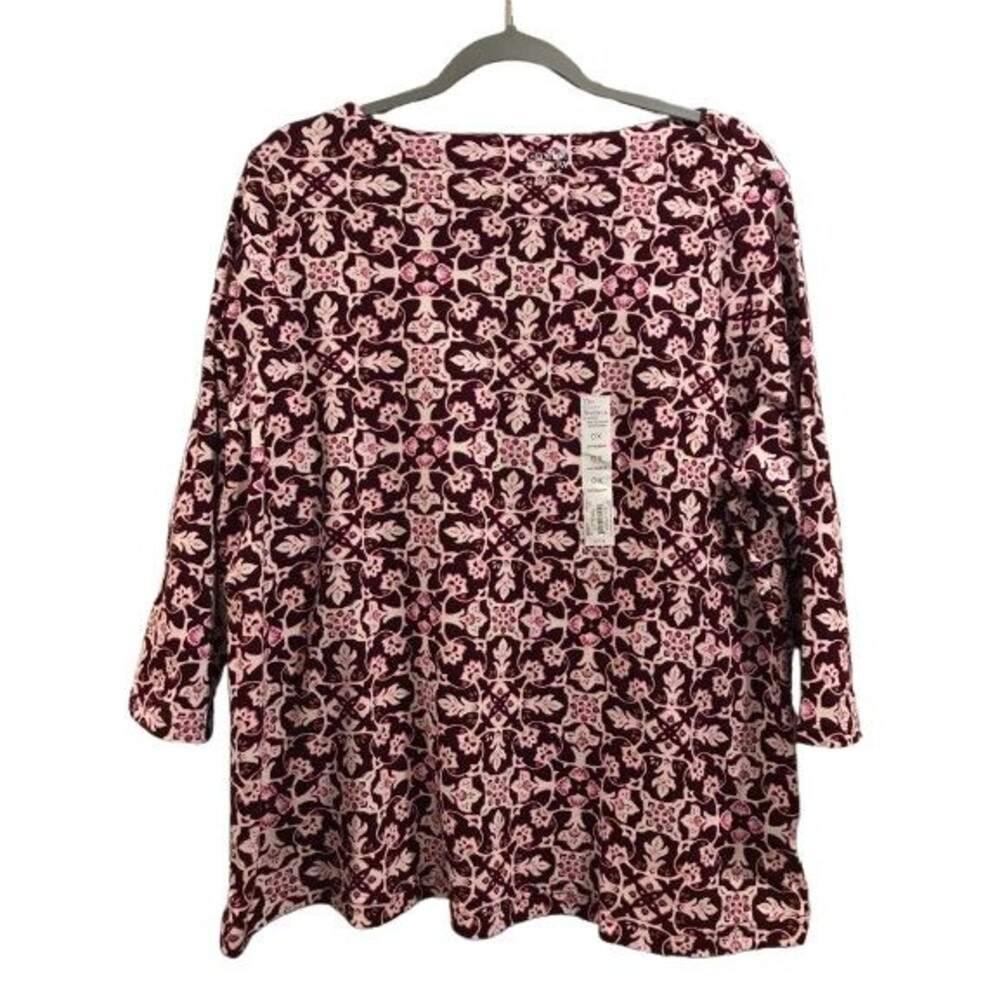 Women's 0X Boatneck T-shirt Croft & Barrow 3/4 Sleeve Cotton